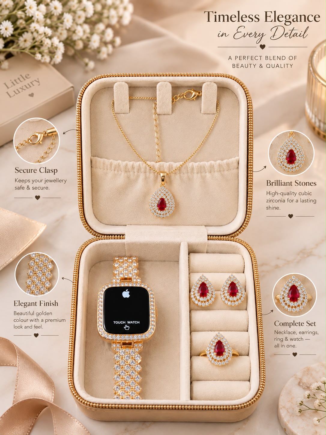 New Arrival Of Premium 1 Carat Zarqoon Jewellery Set Gift Box